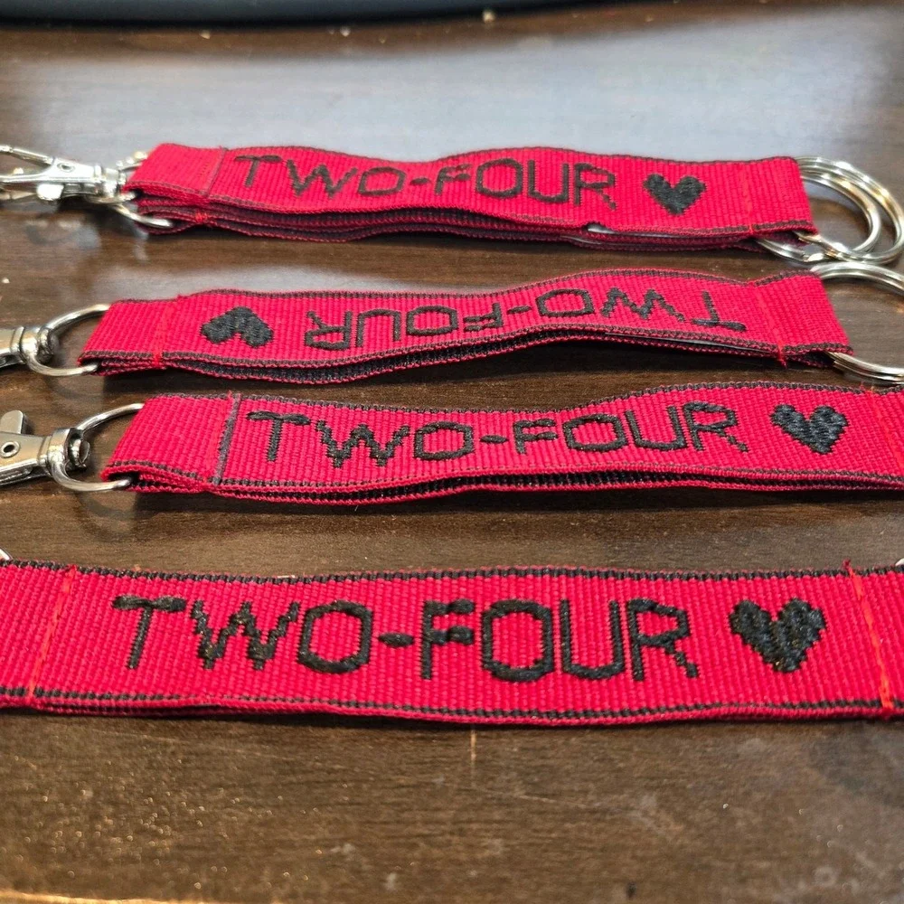 Two-Four Embroidered Double Sided Keychain Fob Keyring ONE KEYCHAIN